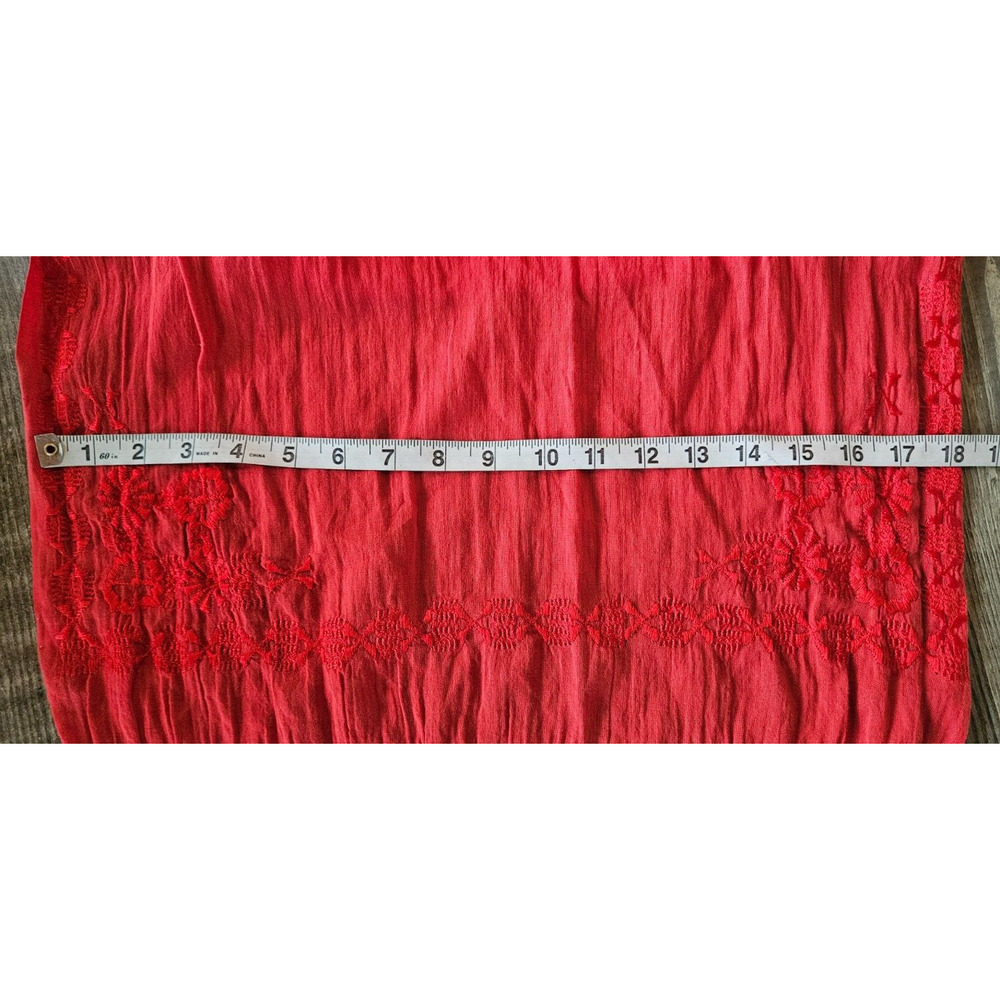 Madewell 1937 Womens Pashmina Scarf One Size Red Fringe Embroidered Shawl - Picture 5 of 8